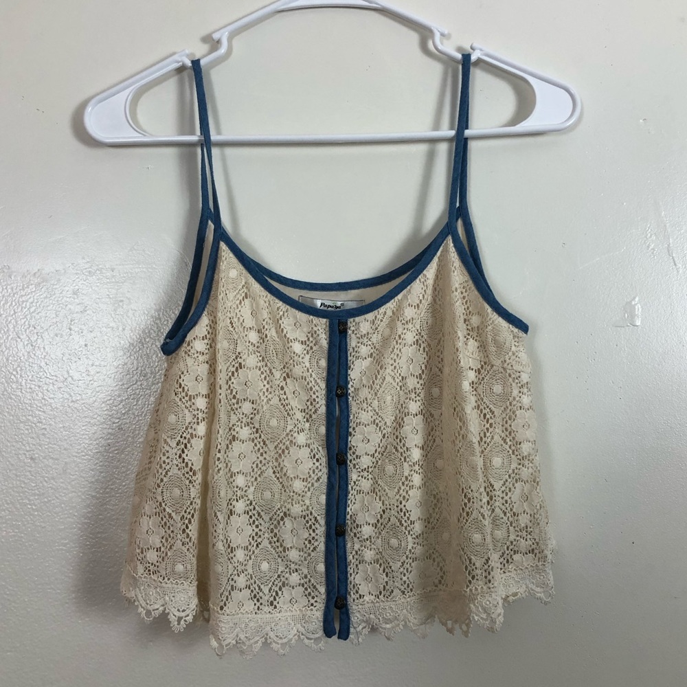 Papaya Floral Lace Crop Top - Picture 1 of 5